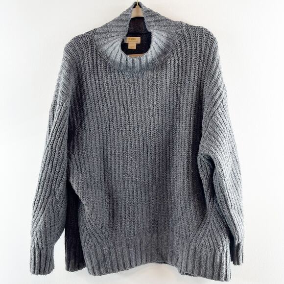 Maeve Anthropologie Dakotah Mock Neck Ribbed Long Sleeve Sweater Gray Large - Picture 1 of 7